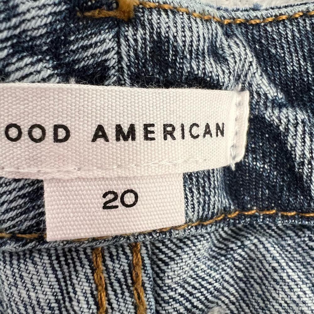 Good American Plus 20 Classic Slim Straight Distressed Denim Blue High Rise NWT - Picture 2 of 13